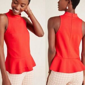 Anthropologie large Cressida, point knit sleeveless peplum him blouse￼